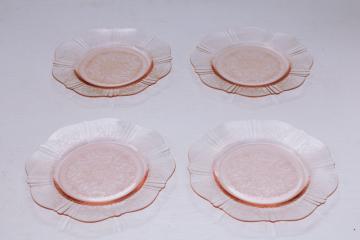 American Sweetheart MacBeth Evans pink depression glass plates 1930s vintage set of 4 bread  butter