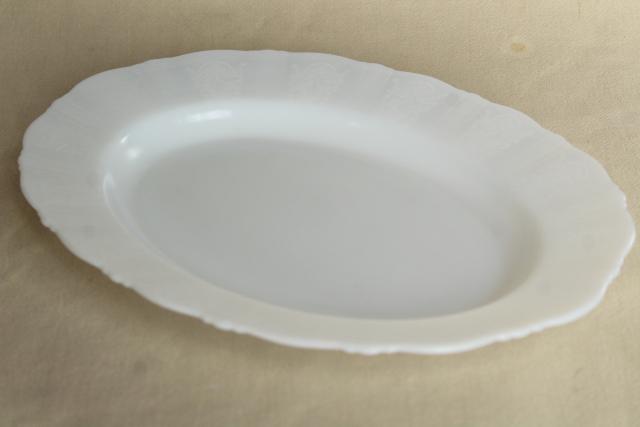 American Sweetheart Monax depression glass, 1930s vintage white opalescent platter