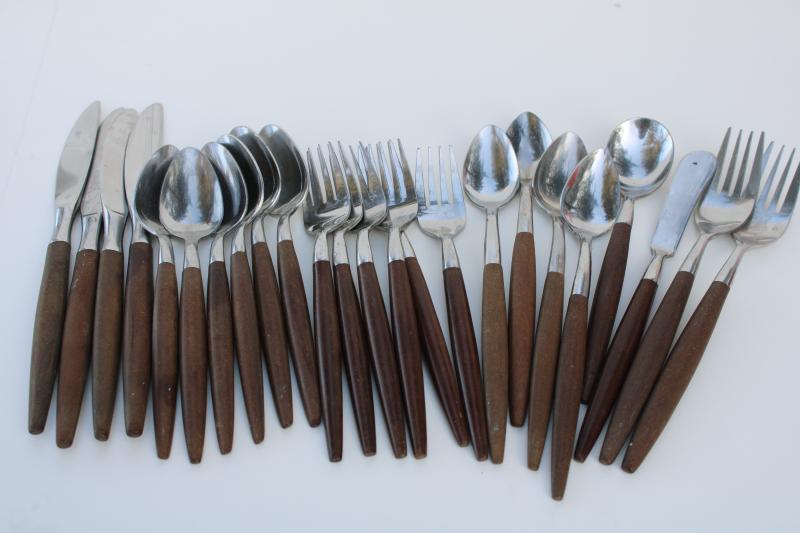 * American Tempo Stainless/Wood* Flatware Silverware Mid-Century YOU CHOOSE! 