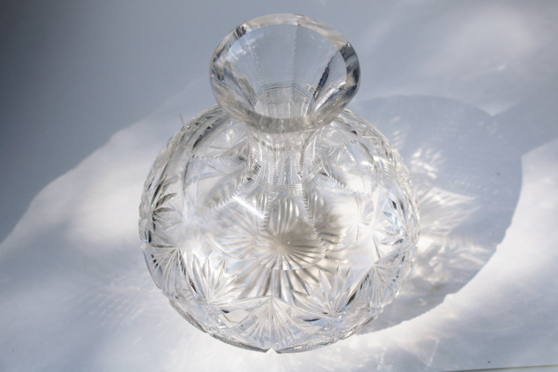 American brilliant vintage crystal clear cut glass, water bottle carafe or decanter