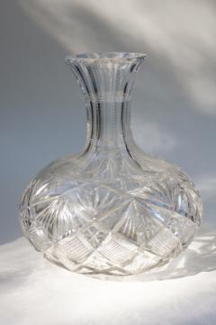 American brilliant vintage crystal clear cut glass, water bottle carafe or decanter