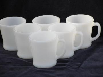 Anchor Hocking Fire King , vintage white glass coffee mugs cups
