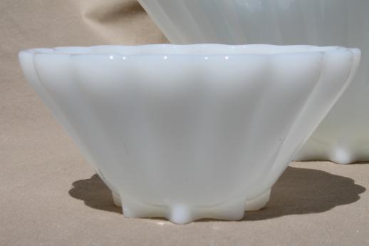 Anchor Hocking Rachel pattern vintage milk glass star shape bowls & large salad bowl