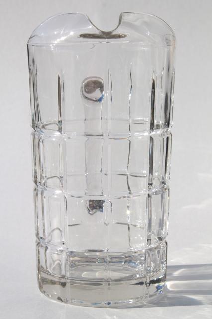 Anchor Hocking Tartan crystal clear glass pitcher, new old stock unused