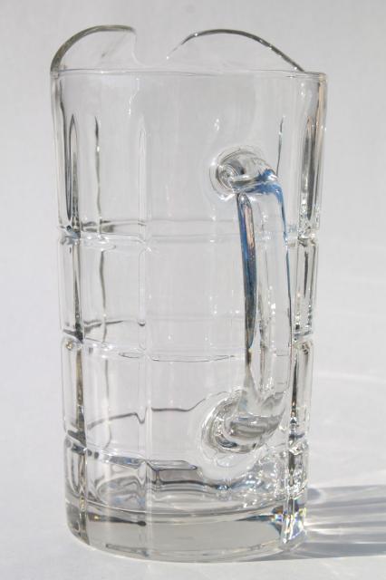 Anchor Hocking Tartan crystal clear glass pitcher, new old stock unused