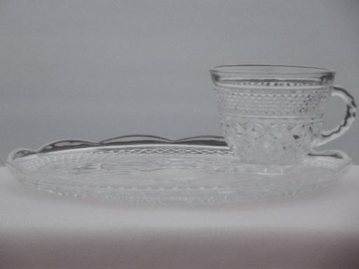Anchor Hocking Wexford glass snack sets, round plates & cups for four