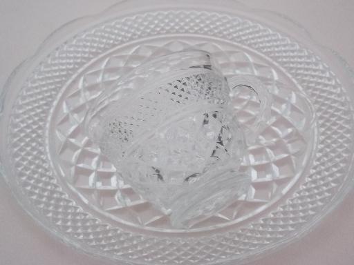 Anchor Hocking Wexford glass snack sets, round plates & cups for four