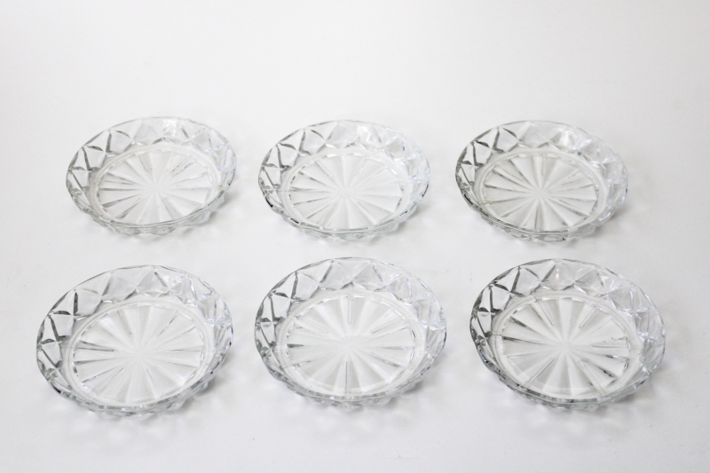 Anchor Hocking pressed glass coasters set, crystal clear vintage glassware