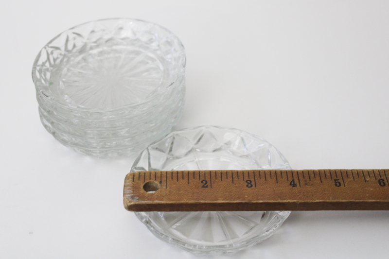 Anchor Hocking pressed glass coasters set, crystal clear vintage glassware