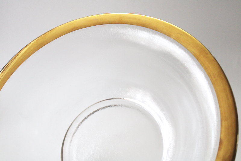 Annieglass Roman gold band antique pattern, large salad bowl Annie glass