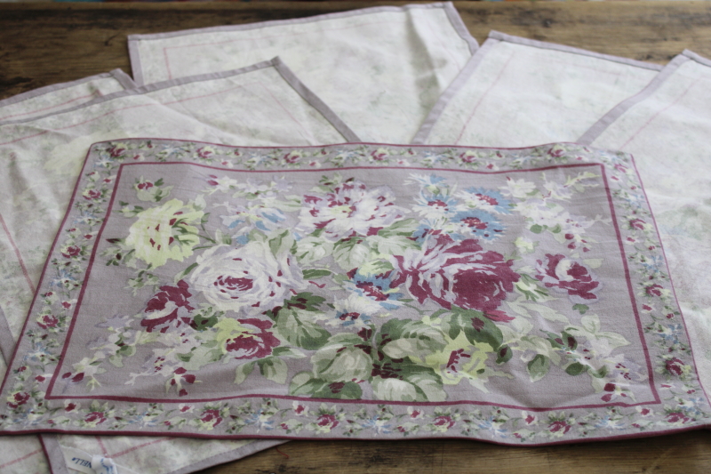 April Cornell print cotton placemats set, lavender, plum, green floral