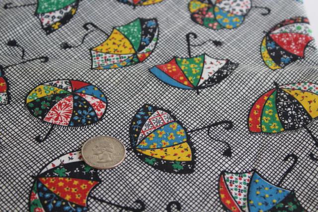 April showers calico umbrellas print cotton fabric, quilting weight material
