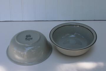 Arabia Finland neutral tan stoneware pottery, Fennica pattern bowls vintage dinnerware