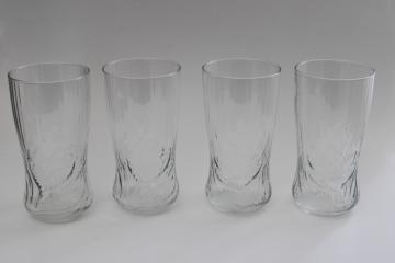 Arcoroc Canterbury vintage French glass tumblers crystal clear embossed floral