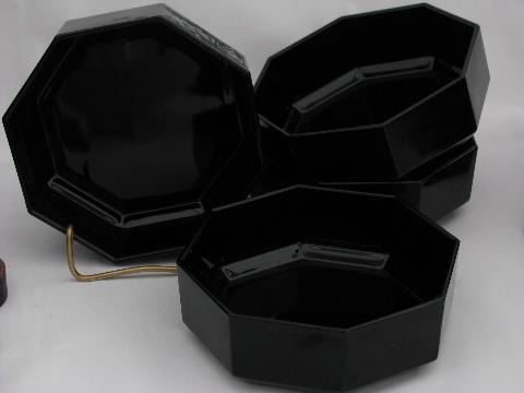 Arcoroc - France, vintage black glass bowls, Octime