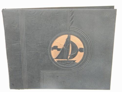 Art Deco vintage photograph or scrapbook album w/embossed sailboat cover