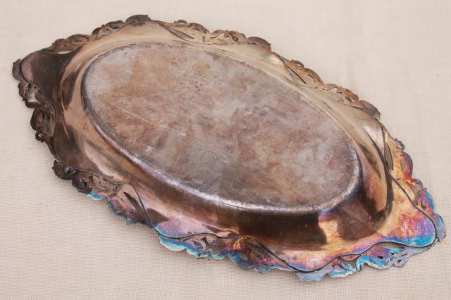 Art Nouveau style repousse silver, antique & vintage silver plate trays & serving dishes