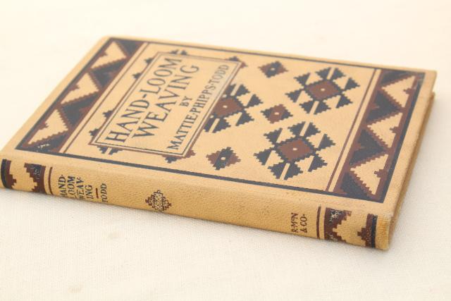 Arts & Crafts hand loom weaving, Indian rug  techniques early 1900s vintage book