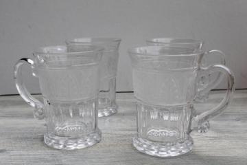 Athens frosted band glass mugs, large soda fountain style glasses Crystal Clear Industries
