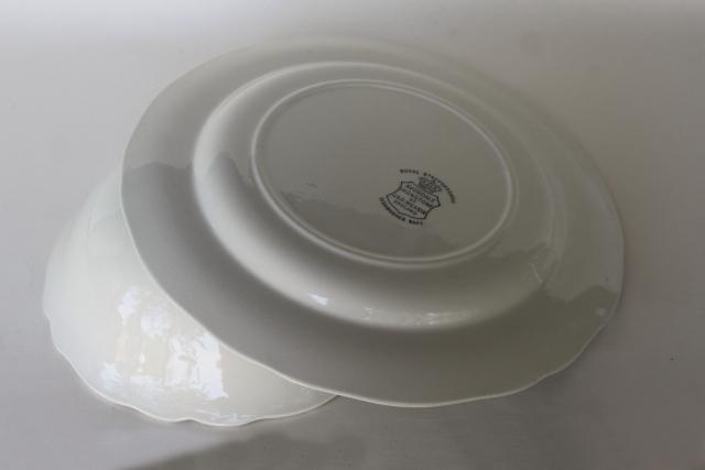 Avondale green transferware china vintage serving bowl & plate, J & G Meakin England