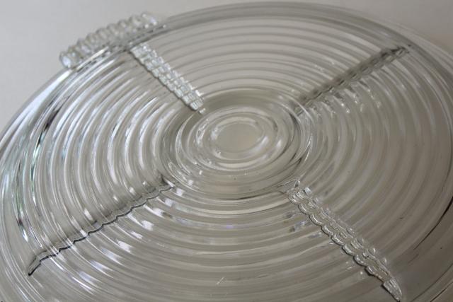 BIG vintage glass serving tray, sandwich plate or relish Anchor Hocking Manhattan