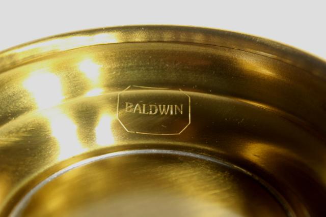 Baldwin brass hallmark, vintage Revere style solid brass bowl