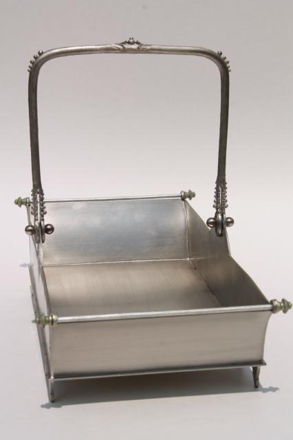 Balfour pewter metal basket, fancy buffet dish server or flower box