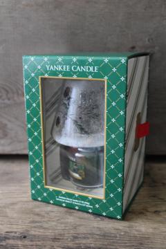 Balsam & Cedar Yankee candle small jar w/ Christmas holiday glass shade