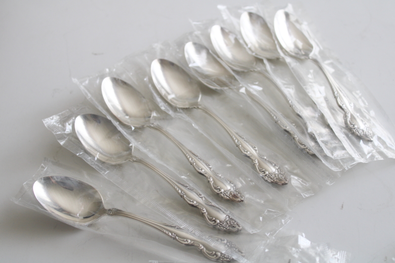 Baroque Rose vintage Oneida 1881 Rogers silver plate flatware set for 8 mint in box