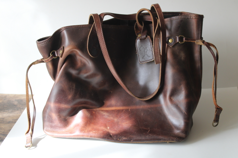 Baseballism distressed baseball glove leather bag, shopping tote or