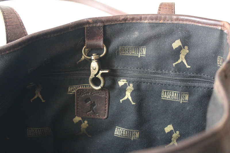 Baseballism distressed baseball glove leather bag, shopping tote or