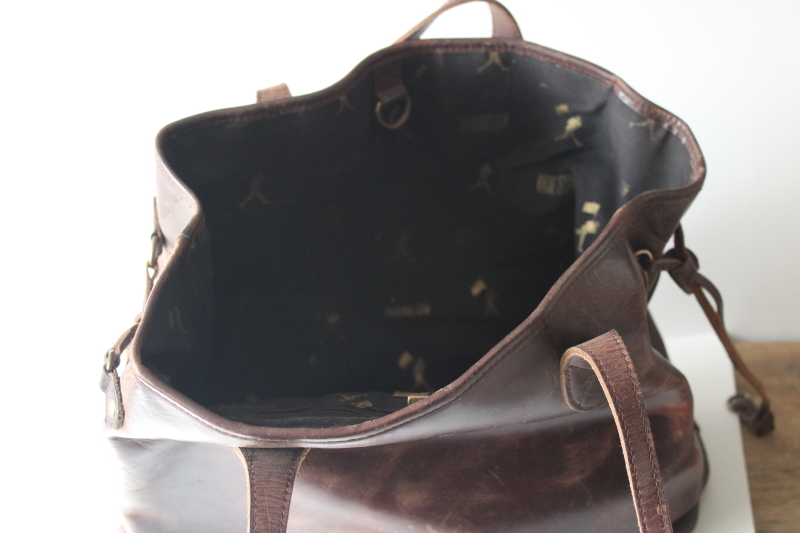 Baseballism distressed baseball glove leather bag, shopping tote or