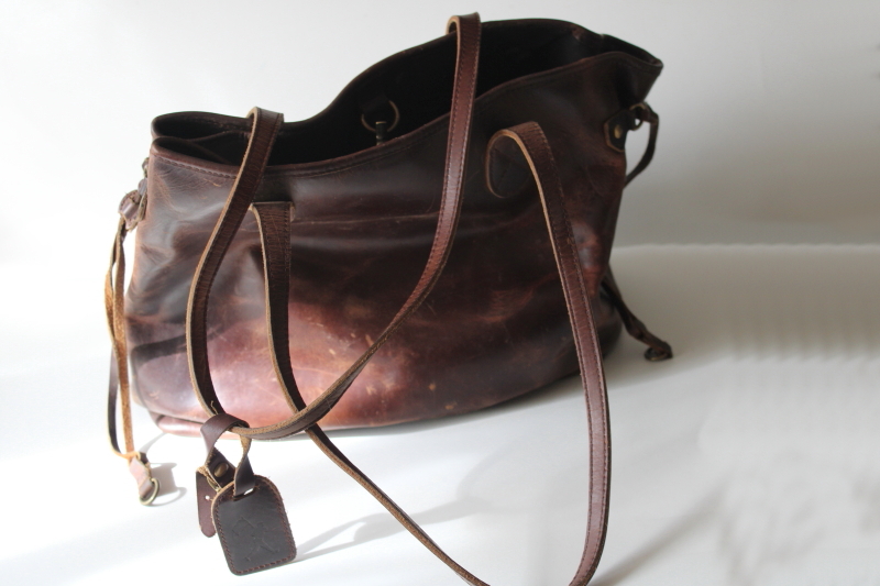 Baseballism distressed baseball glove leather bag, shopping tote or