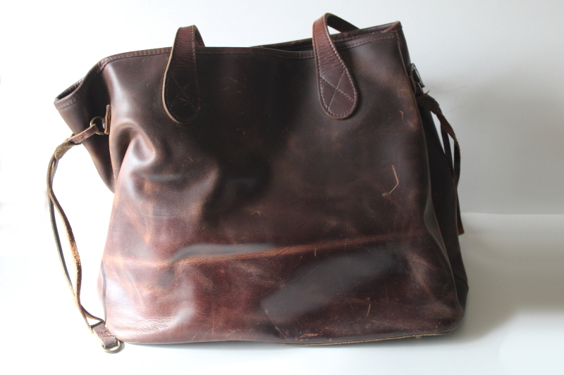 Baseballism distressed baseball glove leather bag, shopping tote or