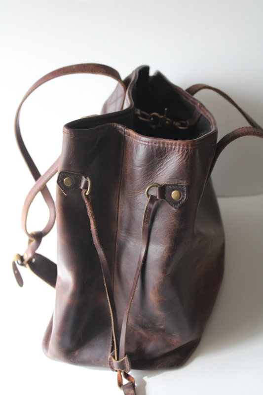 Baseballism distressed baseball glove leather bag, shopping tote or