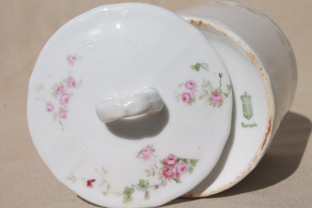 Bavaria china canister jar for sweetened condensed milk, antique pink roses porcelain