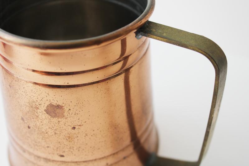 Benjamin & Medwin copper Moscow mule mug w/ brass handle, vintage barware