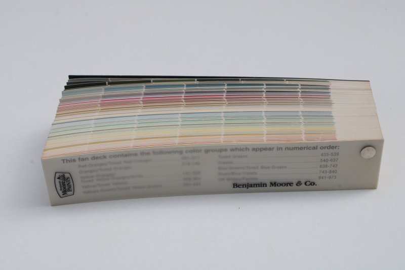 Benjamin Moore paint chips palette of classic colors fan deck color wheel