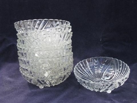Berwick bubble pattern vintage Anchor Hocking glass fruit or berry bowls, set of 8