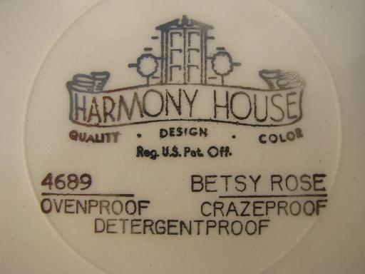 Betsy Rose vintage Harmony House Sears china pink roses tray w/ handles