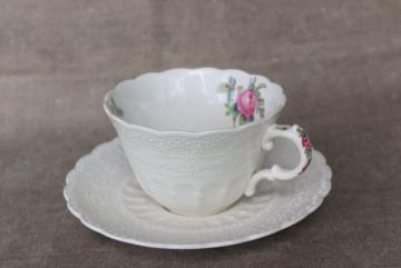 Billingsley Rose vintage Spode Jewel china tea cup & saucer, backstamp w/ patent date