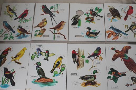 Bird Fun song birds puzzles, vintage Built Rite children's puzzle game set