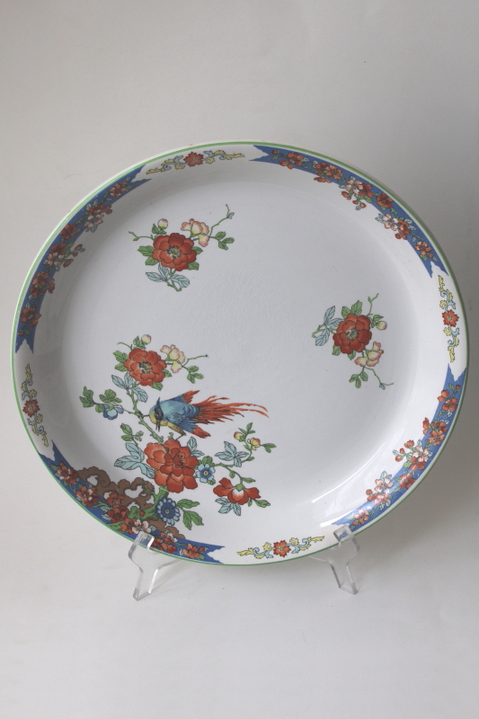 Bird of Paradise Wood  Sons china charger plate, 1917 patent date vintage chinoiserie