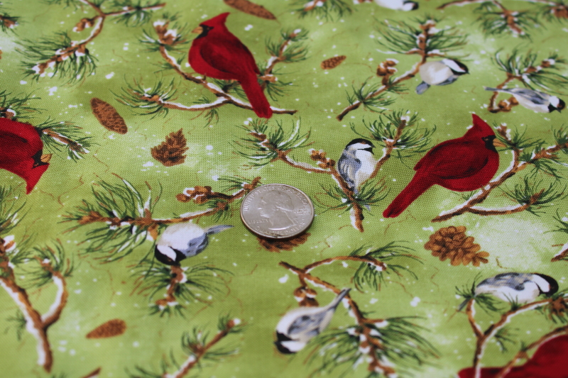 Birds Berries Barb Tortillotte holiday print quilting cotton fabric Clothworks discontinued