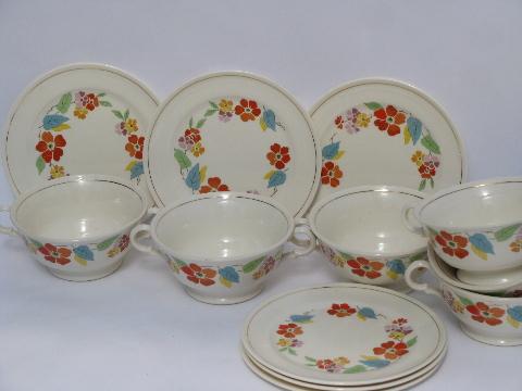 Blossomtime vintage USA china, cream soup bowls or double handle cups