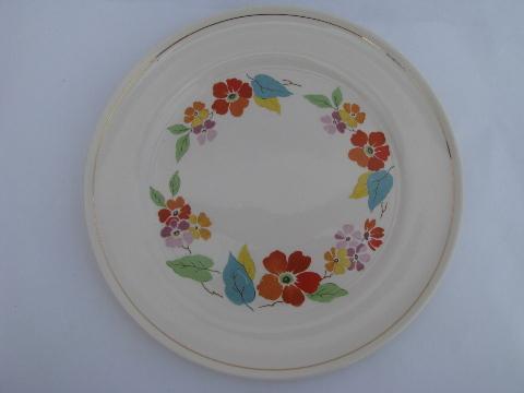 Blossomtime vintage USA china, orange flowers bright leaves, dinner plates