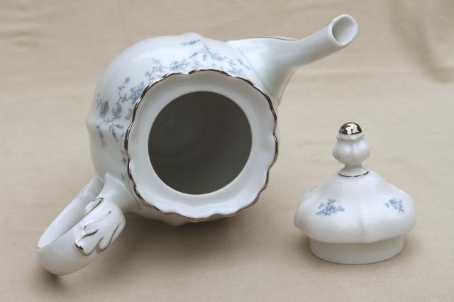 Blue Garland china coffee pot, vintage Bavaria mark Johann Haviland coffeepot