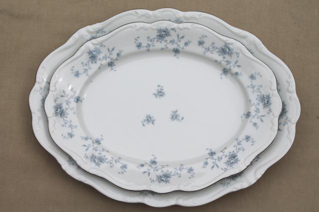 Blue Garland china oval platters, vintage Bavaria mark Johann Haviland