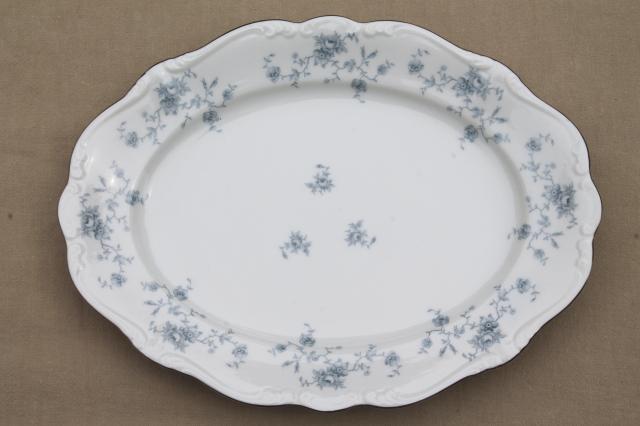 Blue Garland china oval platters, vintage Bavaria mark Johann Haviland