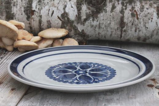 Blue Monterrey stoneware dinner plates set of 6, vintage Japan dinnerware